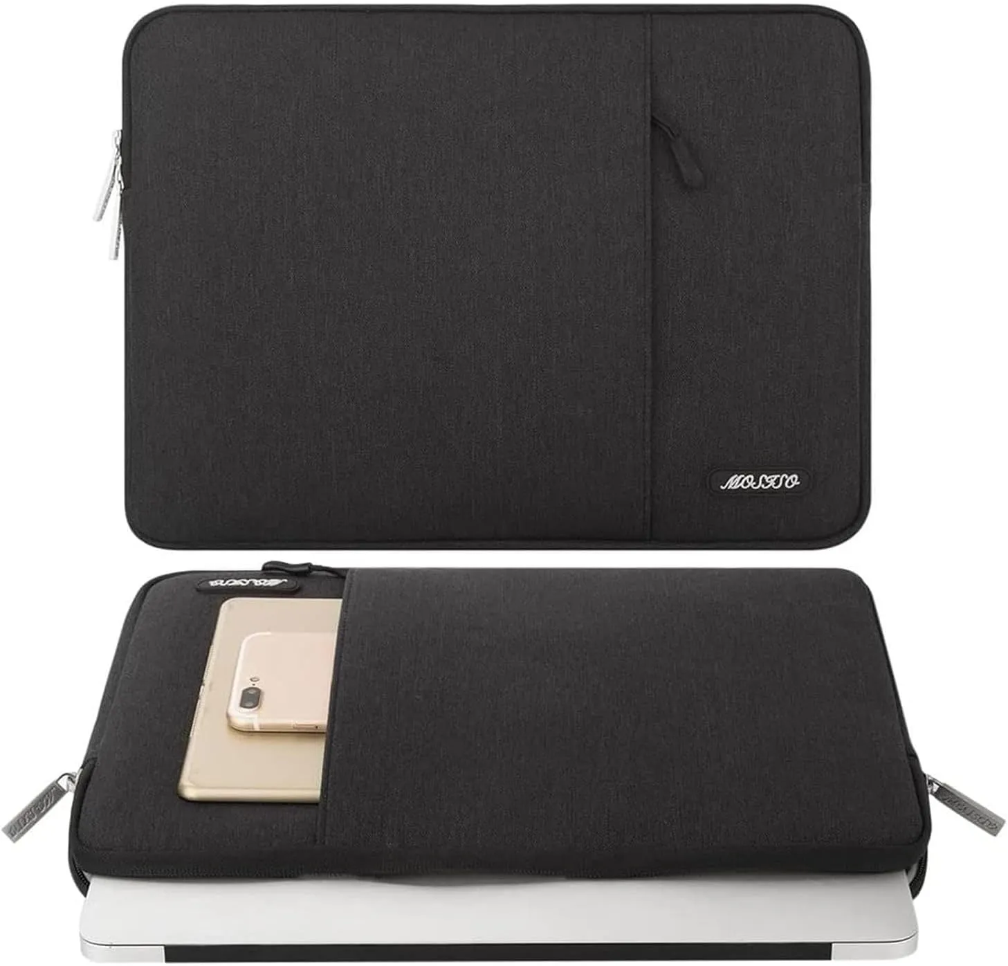 MOSISO Laptop Case 14 inch, 14 inch Laptop Sleeve Compatible with HP Lenovo Dell ASUS Acer, HP Stream, Dell Latitude, Lenovo IdeaPad, Polyester Vertical Computer Sleeve Bag with Pocket, Black