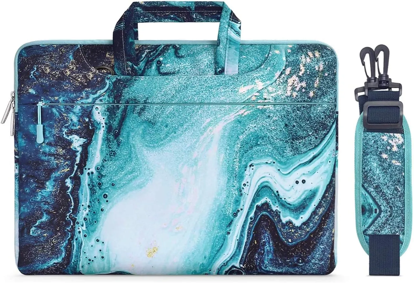 MOSISO Laptop Shoulder Bag Compatible with MacBook Air/Pro, 13-13.3 inch Notebook, Compatible with MacBook Pro 14 M4 M3 M2 M1 2025-2021, Creative Wave Marble Carrying Briefcase Handbag Sleeve Case