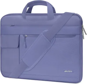 MOSISO Laptop Shoulder Bag Compatible with MacBook Air/Pro, 13-13.3 inch Notebook, Polyester Flapover Briefcase Sleeve Case, Lavender Gray