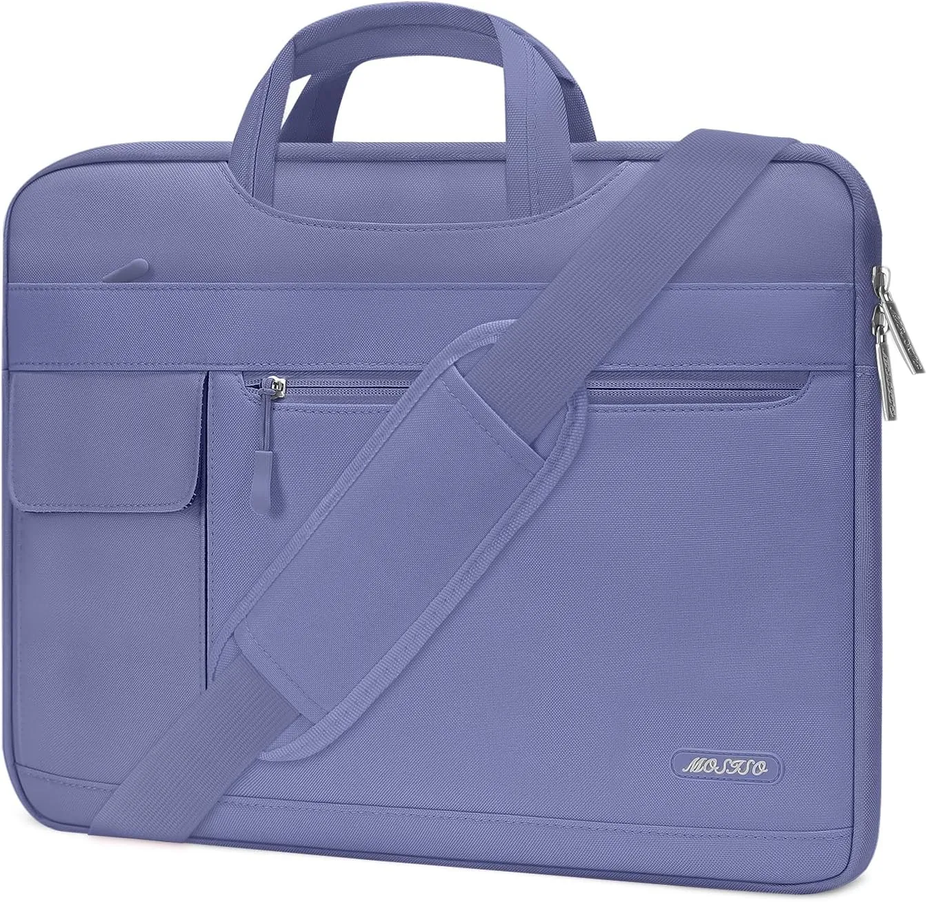 MOSISO Laptop Shoulder Bag Compatible with MacBook Air/Pro, 13-13.3 inch Notebook, Polyester Flapover Briefcase Sleeve Case, Lavender Gray