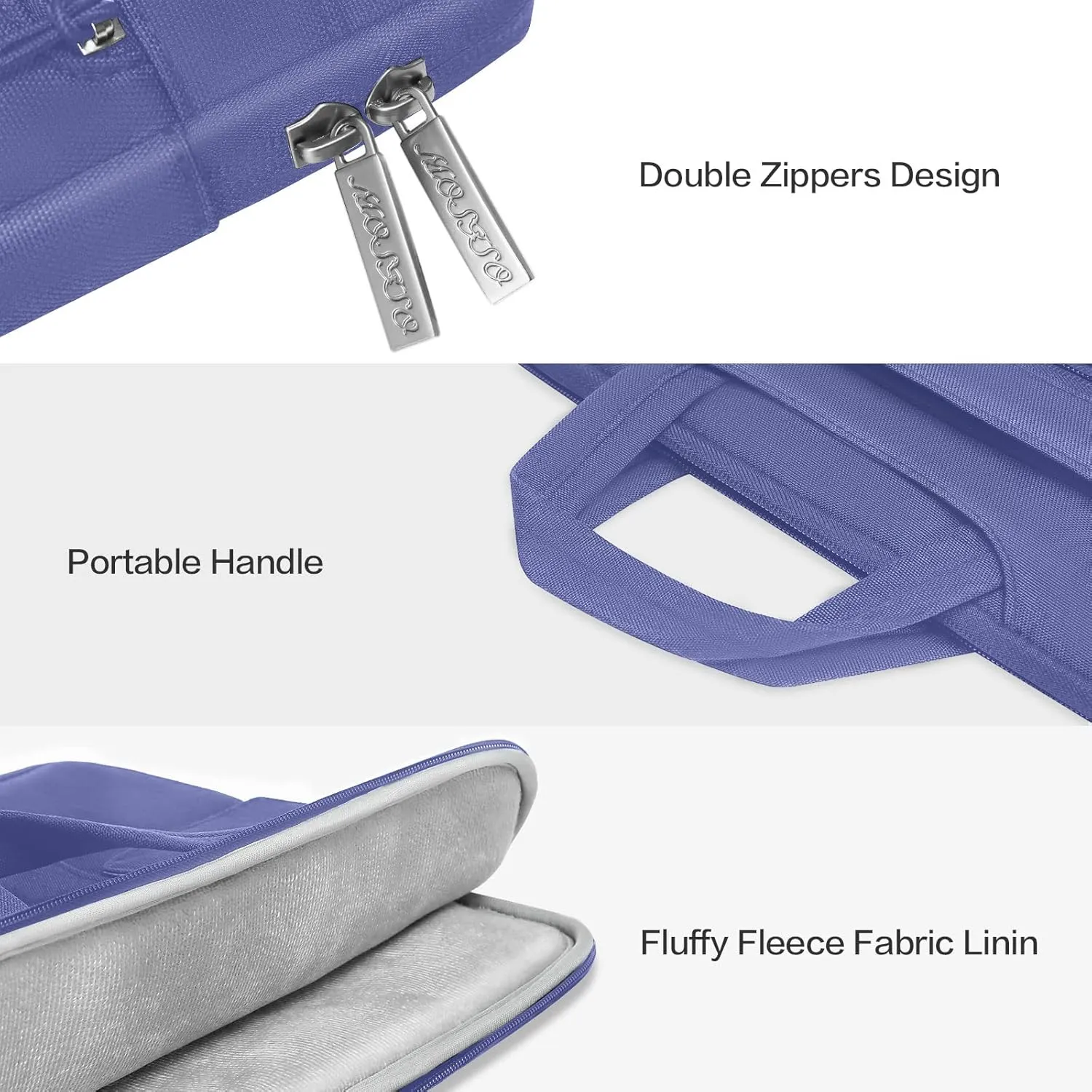 MOSISO Laptop Shoulder Bag Compatible with MacBook Air/Pro, 13-13.3 inch Notebook, Polyester Flapover Briefcase Sleeve Case, Lavender Gray