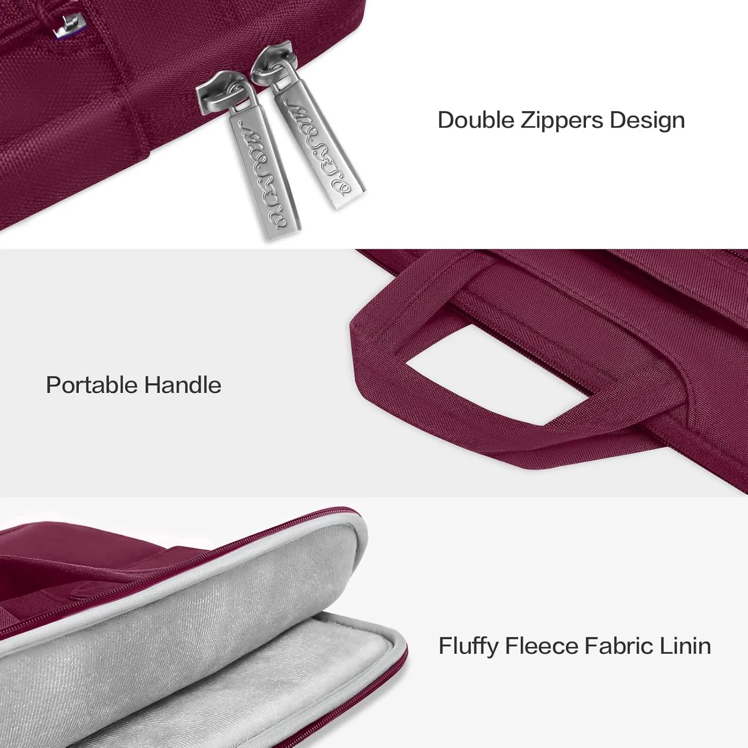 MOSISO Laptop Shoulder Bag Compatible with MacBook Air/Pro, 13-13.3 inch Notebook, Polyester Flapover Briefcase Sleeve Case, Wine Red