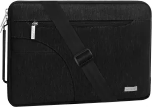 MOSISO Laptop Shoulder Bag Compatible with MacBook Air/Pro,13-13.3 inch Notebook,Compatible with MacBook Pro 14 2023-2021 A2779 M2 A2442 M1, Polyester Briefcase Sleeve with Side Handle, Black