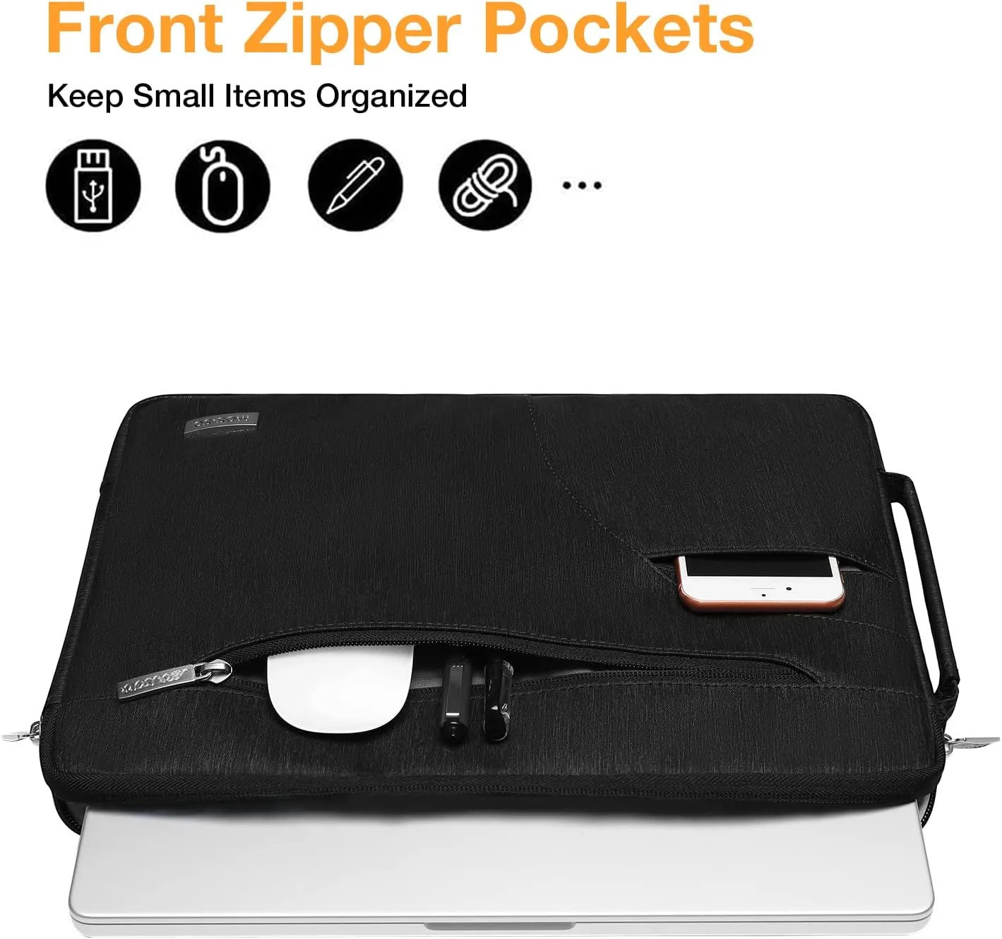 MOSISO Laptop Shoulder Bag Compatible with MacBook Air/Pro,13-13.3 inch Notebook,Compatible with MacBook Pro 14 2023-2021 A2779 M2 A2442 M1, Polyester Briefcase Sleeve with Side Handle, Black