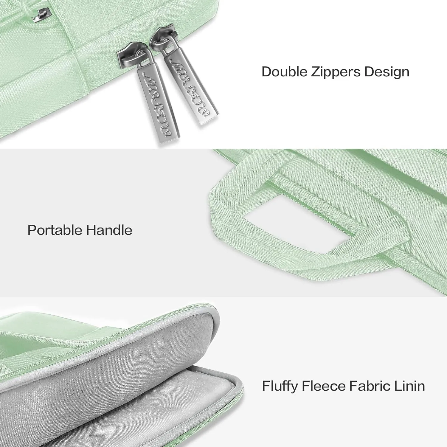 MOSISO Laptop Shoulder Bag Compatible with MacBook Air/Pro,13-13.3 inch Notebook,Compatible with MacBook Pro 14 inch M3 M2 M1 Pro Max 2023-2021,Polyester Flapover Briefcase Sleeve Case,Honeydew Green