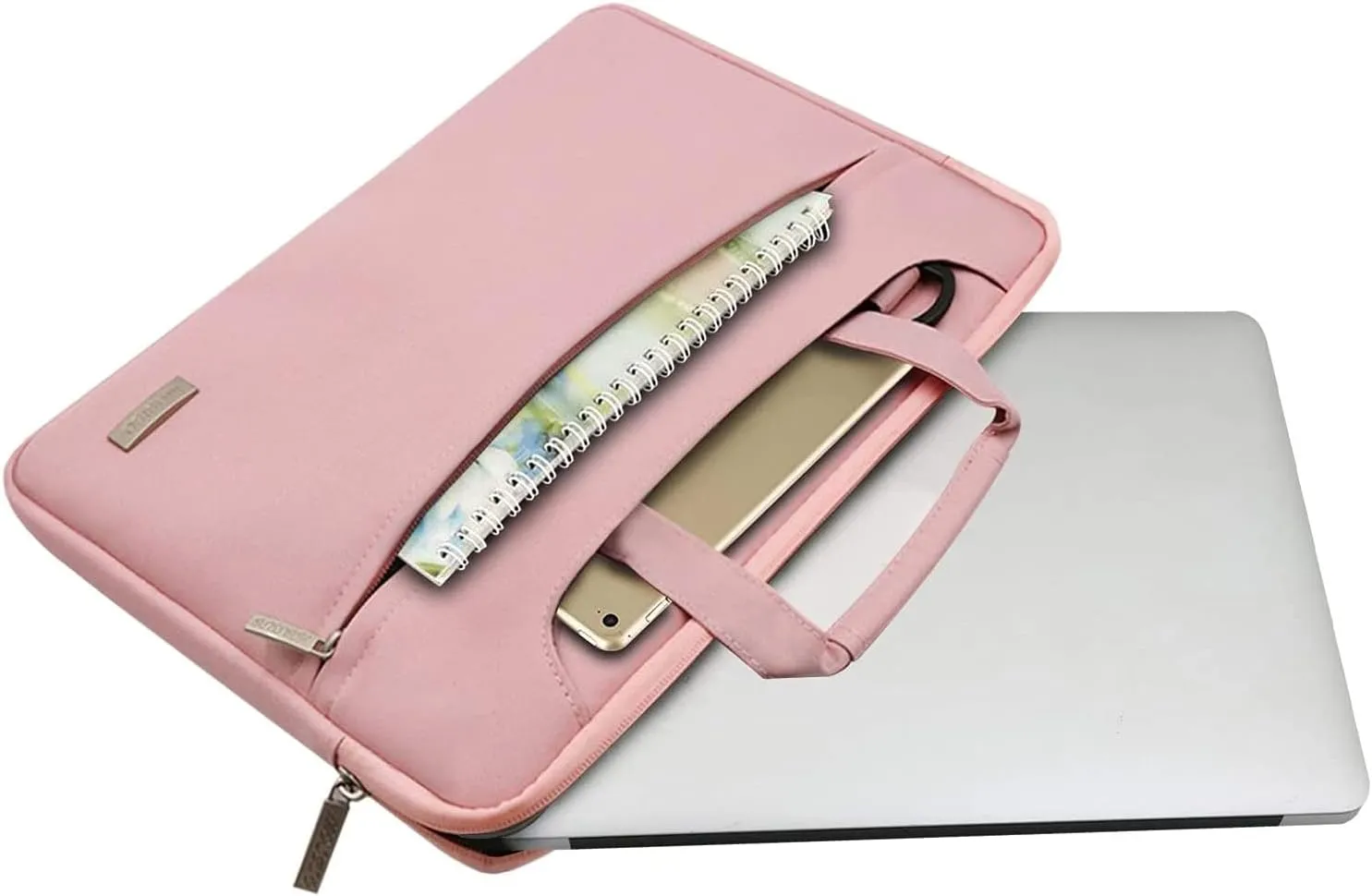 MOSISO Laptop Shoulder Bag Compatible with MacBook Pro 16 inch 2023-2019 M2 A2780 M1 A2485 Pro/Max A2141/Pro 15 A1398,15-15.6 inch Notebook, Polyester Sleeve with Back Trolley Belt, Pink