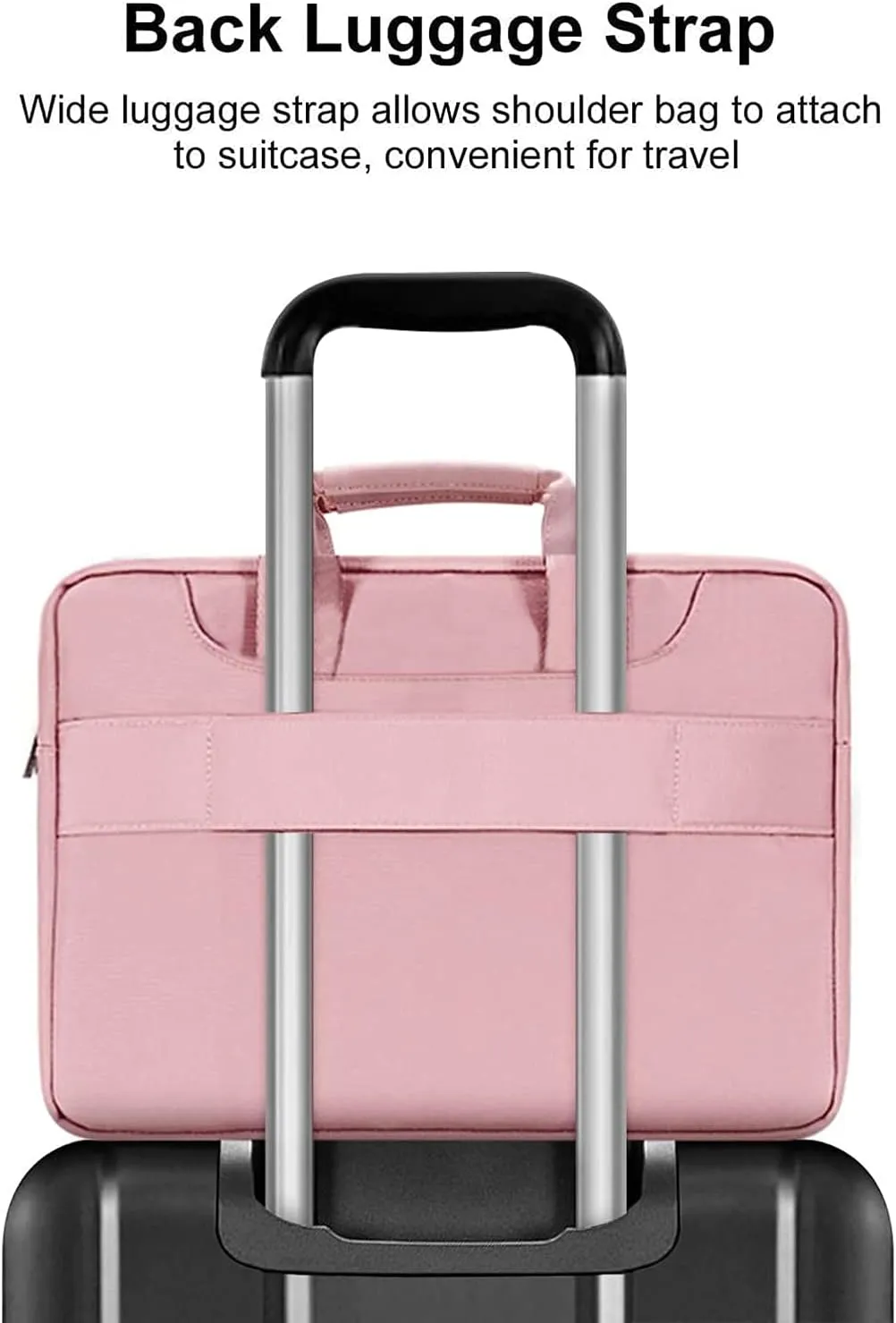 MOSISO Laptop Shoulder Bag Compatible with MacBook Pro 16 inch 2023-2019 M2 A2780 M1 A2485 Pro/Max A2141/Pro 15 A1398,15-15.6 inch Notebook, Polyester Sleeve with Back Trolley Belt, Pink