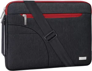 MOSISO Laptop Shoulder Bag Compatible with MacBook Pro 16 inch 2023-2019 M3 A2991 M2 A2780 M1 A2485 A2141/Pro 15 A1398, 15-15.6 inch Notebook, Polyester Briefcase Sleeve with Front Arc Pocket, Red