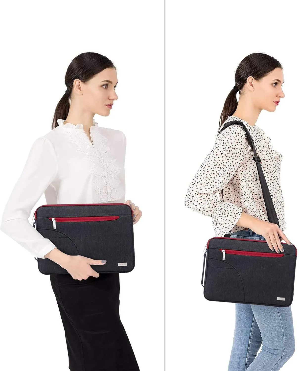 MOSISO Laptop Shoulder Bag Compatible with MacBook Pro 16 inch 2023-2019 M3 A2991 M2 A2780 M1 A2485 A2141/Pro 15 A1398, 15-15.6 inch Notebook, Polyester Briefcase Sleeve with Front Arc Pocket, Red