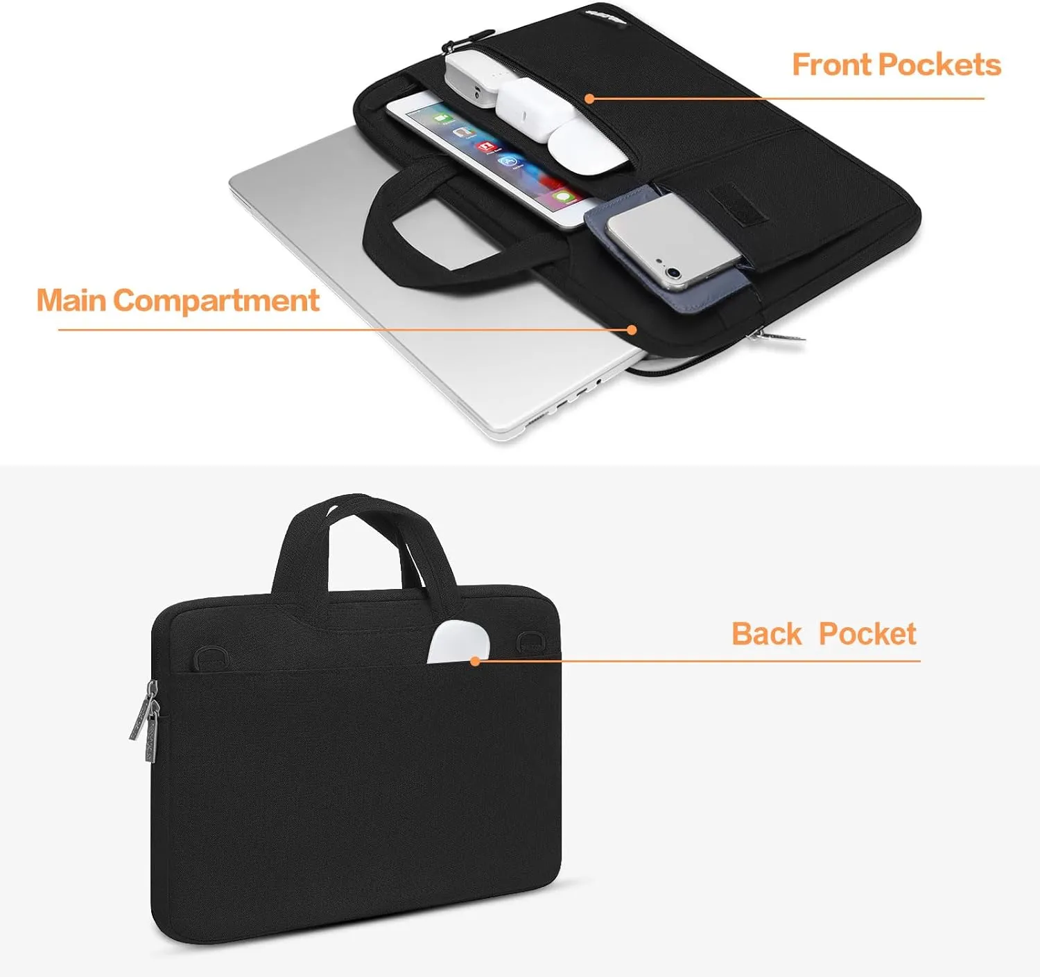 MOSISO Laptop Shoulder Bag Compatible with MacBook Pro 16 inch 2023-2019 M3 A2991 M2 A2780 M1 A2485 A2141/Pro 15 A1398,15-15.6 inch Notebook,Polyester Flapover Briefcase Sleeve Case, Black