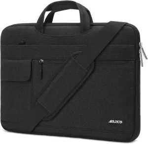 MOSISO Laptop Shoulder Bag Compatible with MacBook Pro 16 inch 2023-2019 M3 A2991 M2 A2780 M1 A2485 A2141/Pro 15 A1398,15-15.6 inch Notebook,Polyester Flapover Briefcase Sleeve Case, Black