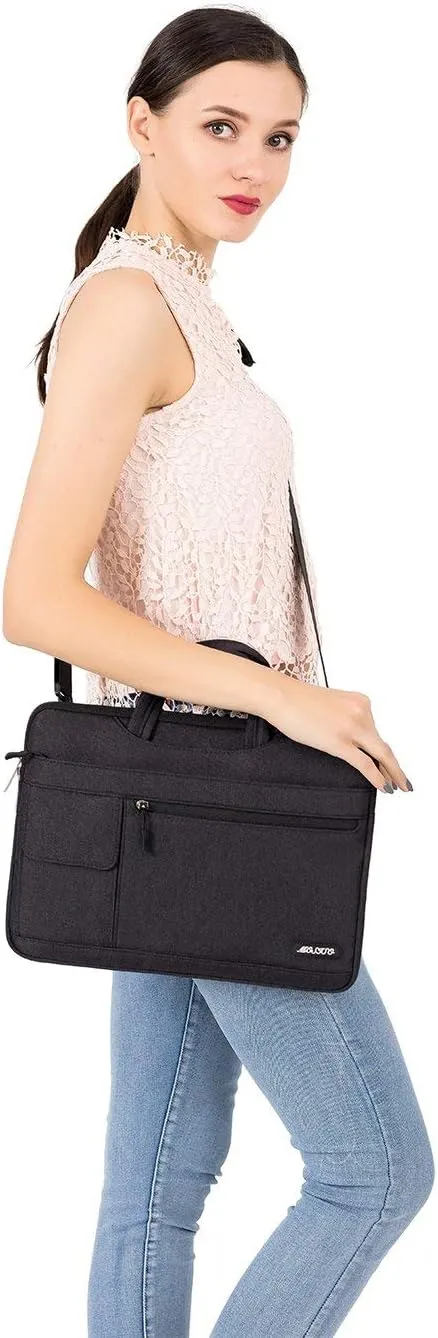 MOSISO Laptop Shoulder Bag Compatible with MacBook Pro 16 inch 2023-2019 M3 A2991 M2 A2780 M1 A2485 A2141/Pro 15 A1398,15-15.6 inch Notebook,Polyester Flapover Briefcase Sleeve Case, Black