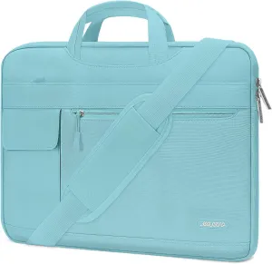 MOSISO Laptop Shoulder Bag Compatible with MacBook Pro 16 inch 2023-2019 M3 A2991 M2 A2780 M1 A2485 A2141/Pro 15 A1398,15-15.6 inch Notebook,Polyester Flapover Briefcase Sleeve Case, Mint Blue