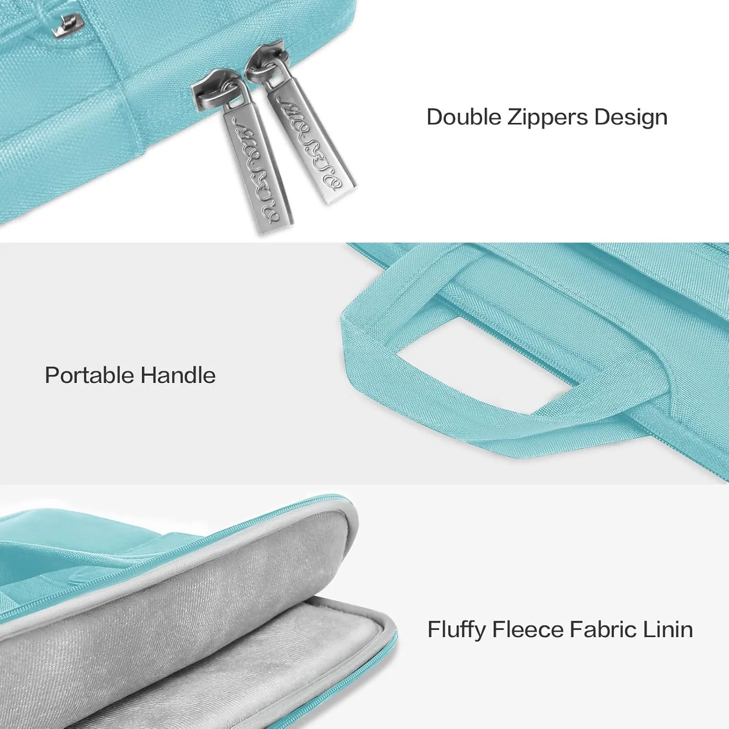 MOSISO Laptop Shoulder Bag Compatible with MacBook Pro 16 inch 2023-2019 M3 A2991 M2 A2780 M1 A2485 A2141/Pro 15 A1398,15-15.6 inch Notebook,Polyester Flapover Briefcase Sleeve Case, Mint Blue