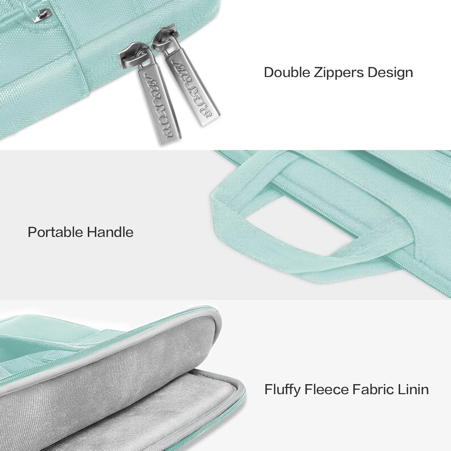 MOSISO Laptop Shoulder Bag Compatible with MacBook Pro 16 inch 2023-2019 M3 A2991 M2 A2780 M1 A2485 A2141/Pro 15 A1398,15-15.6 inch Notebook,Polyester Flapover Briefcase Sleeve Case, Mint Green