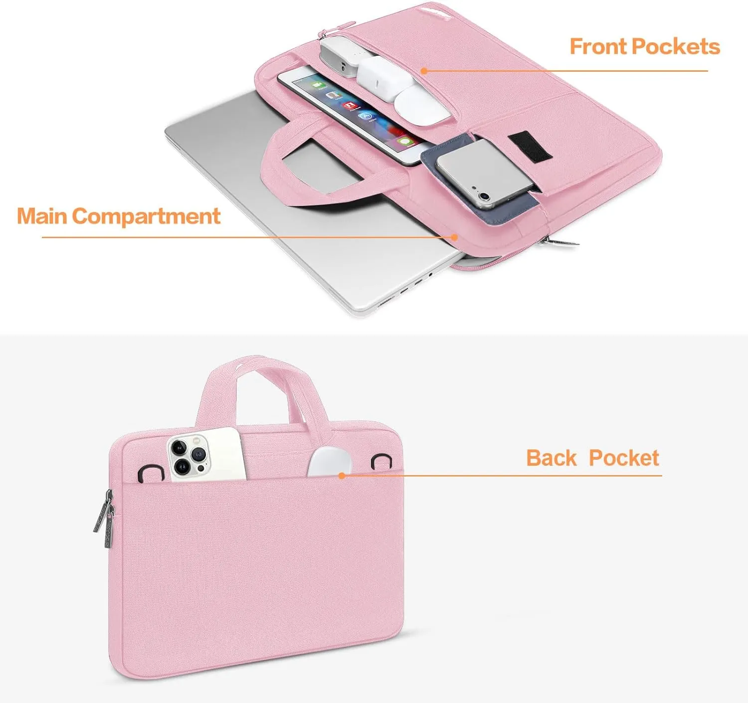 MOSISO Laptop Shoulder Bag Compatible with MacBook Pro 16 inch 2023-2019 M3 A2991 M2 A2780 M1 A2485 A2141/Pro 15 A1398,15-15.6 inch Notebook,Polyester Flapover Briefcase Sleeve Case, Pink