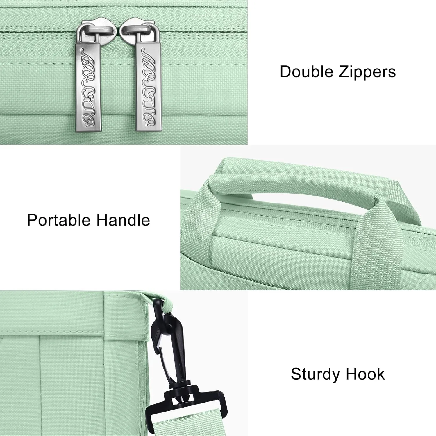 MOSISO Laptop Shoulder Messenger Bag Compatible with MacBook Air, 13-13.3 inch Notebook, MacBook Pro 14 inch M3 M2 M1 Pro Max 2023-2021 with Adjustable Depth at Bottom, Honeydew Green