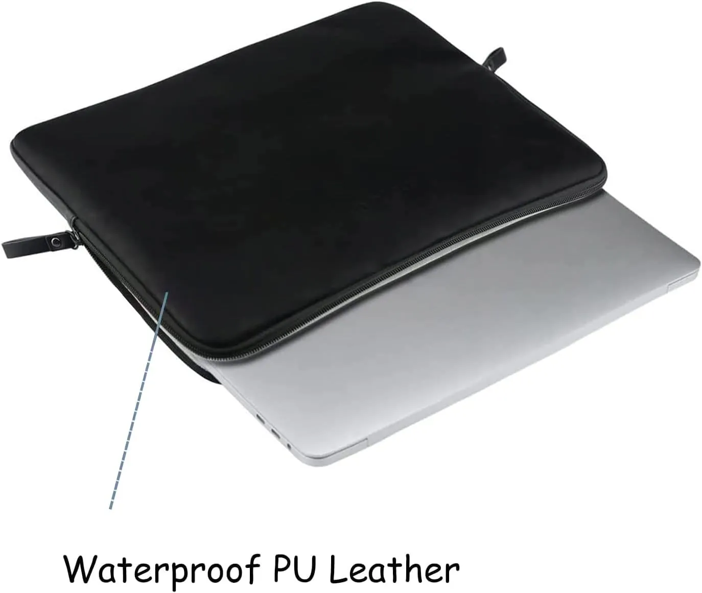 MOSISO Laptop Sleeve Bag 16 inch Compatible with MacBook Air 15 inch 2025-2023 M4 M3 M2/Pro 16 inch 2025-2019 M4 M3 M2 M1, 15-15.6 inch Notebook, PU Leather Padded Bag Waterproof Case, Black