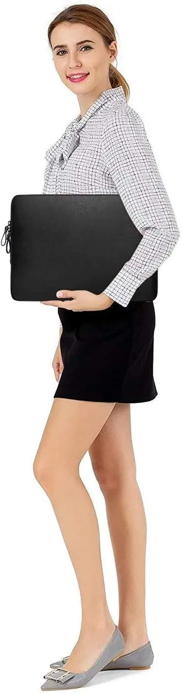 MOSISO Laptop Sleeve Bag 16 inch Compatible with MacBook Air 15 inch 2025-2023 M4 M3 M2/Pro 16 inch 2025-2019 M4 M3 M2 M1, 15-15.6 inch Notebook, PU Leather Padded Bag Waterproof Case, Black