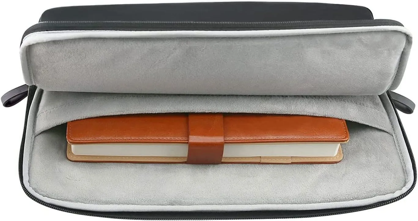 MOSISO Laptop Sleeve Bag 16 inch Compatible with MacBook Air 15 inch 2025-2023 M4 M3 M2/Pro 16 inch 2025-2019 M4 M3 M2 M1, 15-15.6 inch Notebook, PU Leather Padded Bag Waterproof Case, Black