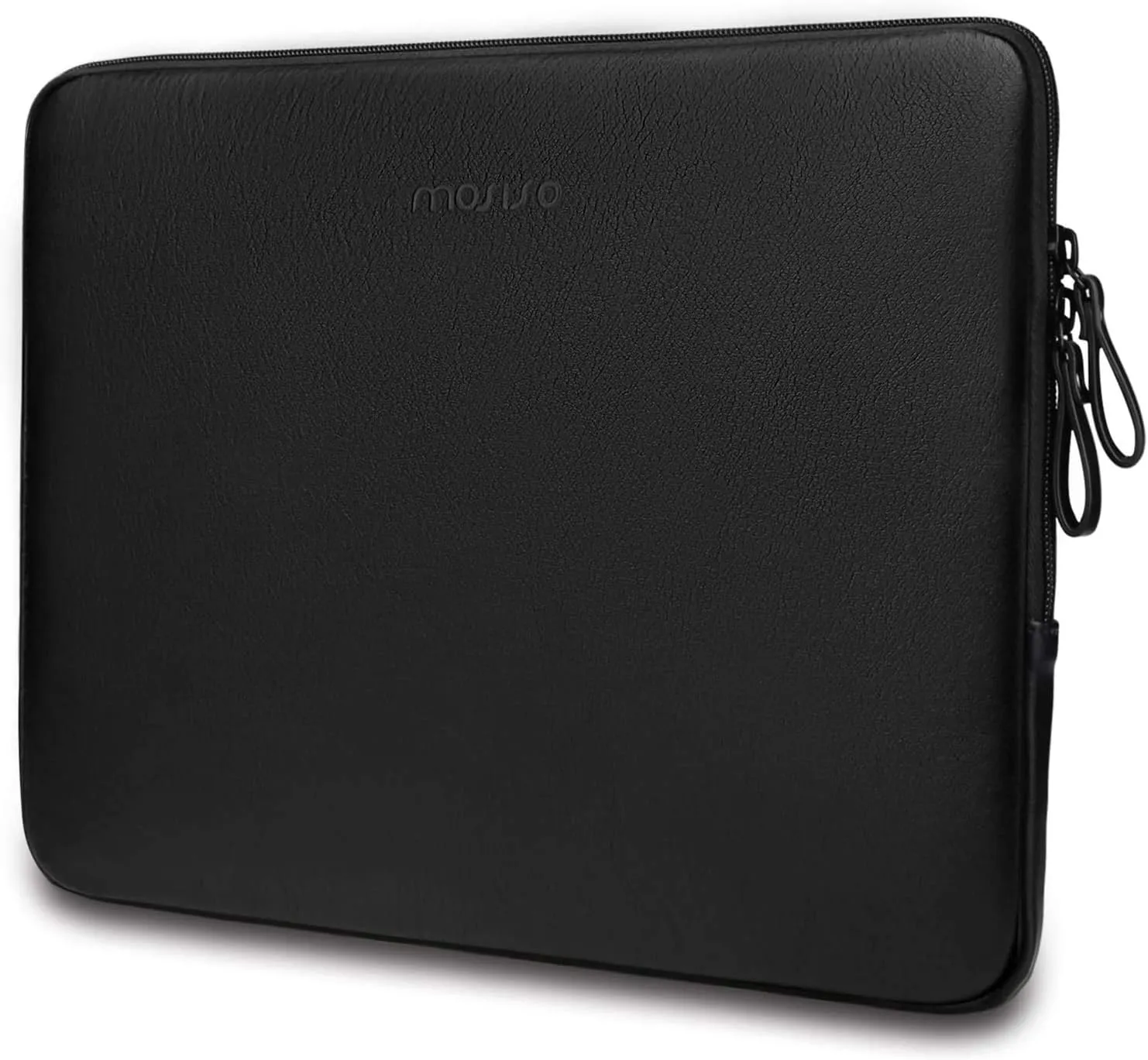 MOSISO Laptop Sleeve Bag 16 inch Compatible with MacBook Air 15 inch 2025-2023 M4 M3 M2/Pro 16 inch 2025-2019 M4 M3 M2 M1, 15-15.6 inch Notebook, PU Leather Padded Bag Waterproof Case, Black