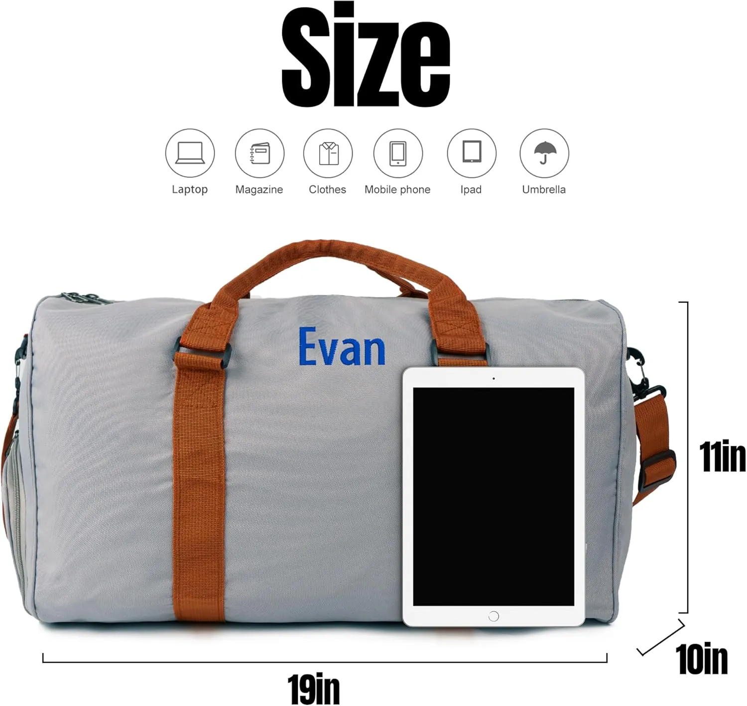 MT WORLD Canvas Travel Bags Personalized Duffle Bag for Men Teen Boys with Initials Sturdy Sports Bag Monogrammed Overnight Bags with Embroidered Name Shoulder Weekender Travel Tote Bag for Men
