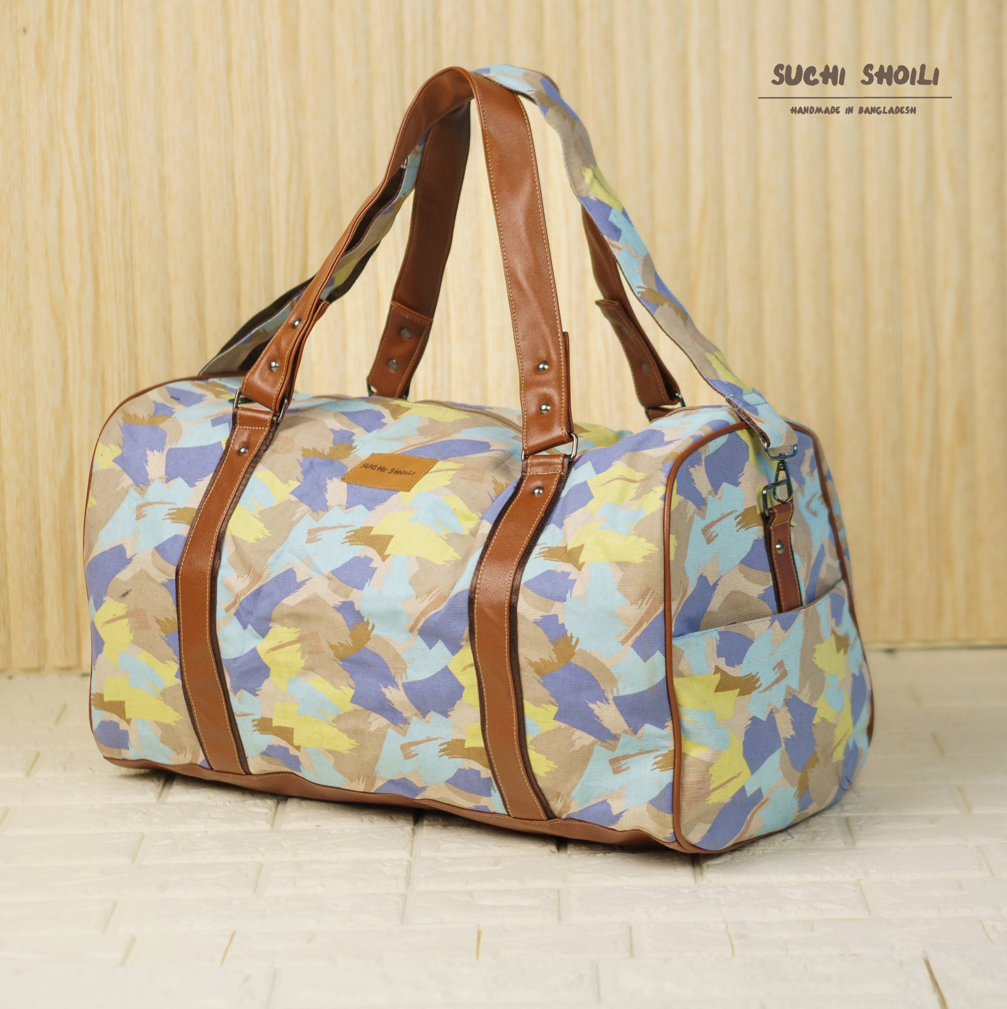Multicolor Abstract Square Duffel Bag