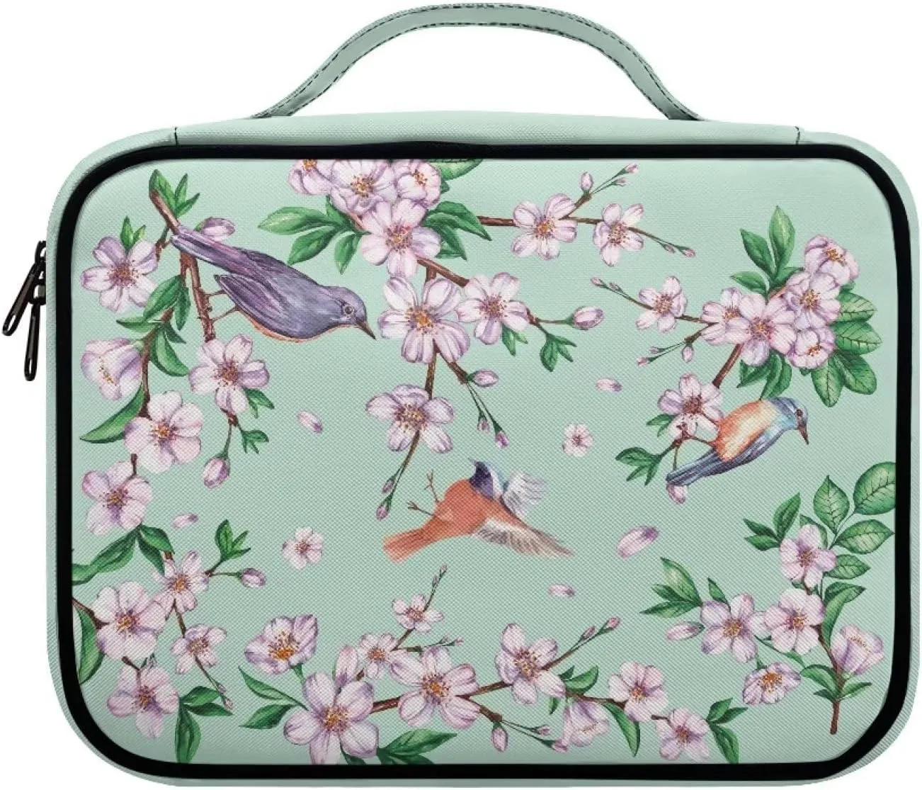 Mumeson Bird Floral Bible Cover Multiuse Stationary Pouch Storager for Pens Scratches Resistant Bible Case Storage Tote Bag for Women Ladies Bible Study Supplies Organizer