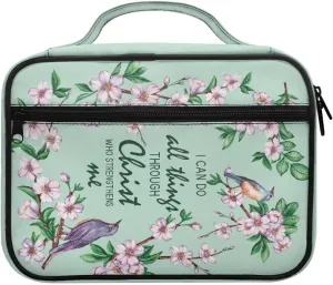 Mumeson Bird Floral Bible Cover Multiuse Stationary Pouch Storager for Pens Scratches Resistant Bible Case Storage Tote Bag for Women Ladies Bible Study Supplies Organizer