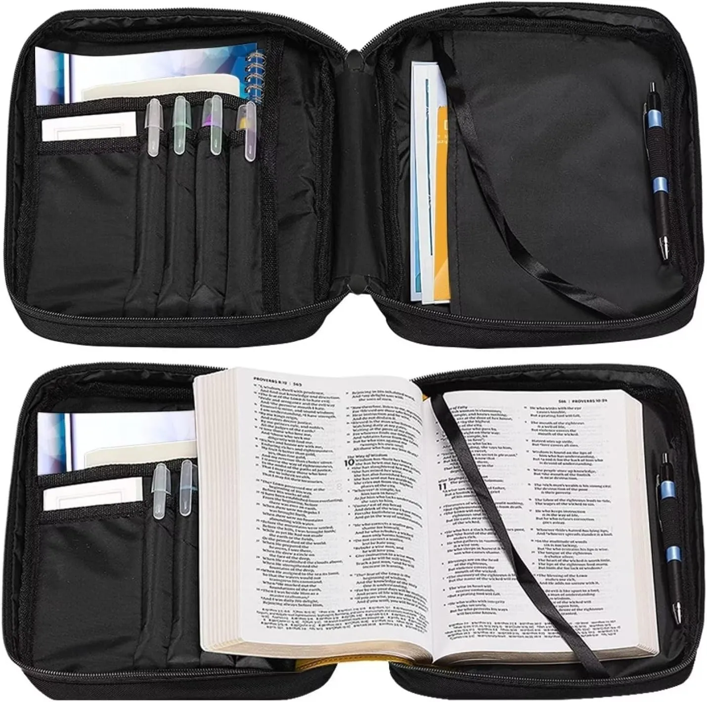 Mumeson Flag Sunflower Cross Bible Cover Large Capacity Inner Pockets Bible Carrier Pattern Bible Tabs Holder for Women Men Large Capacity Bible Highlighter and Pens Carrier