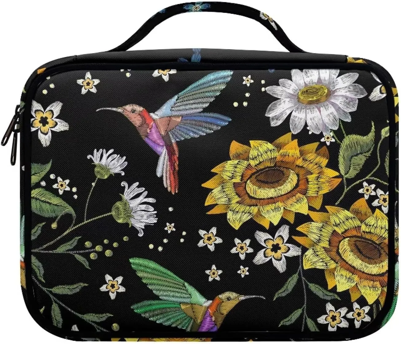 Mumeson Hummingbird Bible Cover for Women Daily Bible Case with Smooth Zipper Church Tote Organizer Bible Protector Case with Large Capacity Journaling Storaging Organizer