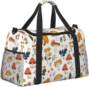 Mushrooms Floral Duffle Bag Foldable Travel Tote Bag Carry On Large Weekender Overnight Bags Waterproof Gym Bag For Women Men