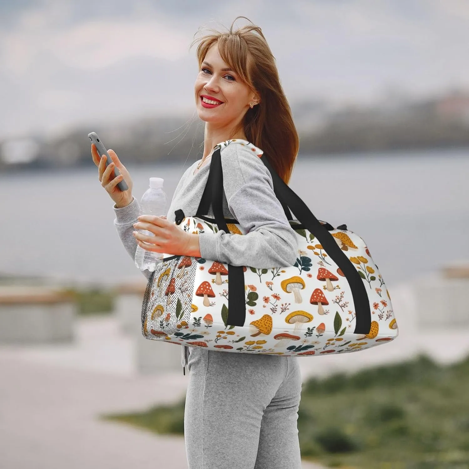 Mushrooms Floral Duffle Bag Foldable Travel Tote Bag Carry On Large Weekender Overnight Bags Waterproof Gym Bag For Women Men