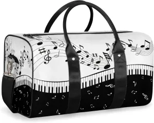 Musical Notes Piano Key Travel Duffle Bag for Women Men, Carry On Overnight Bag, Weekend Travel Duffel Tote Bags for Trips Sport Hospital