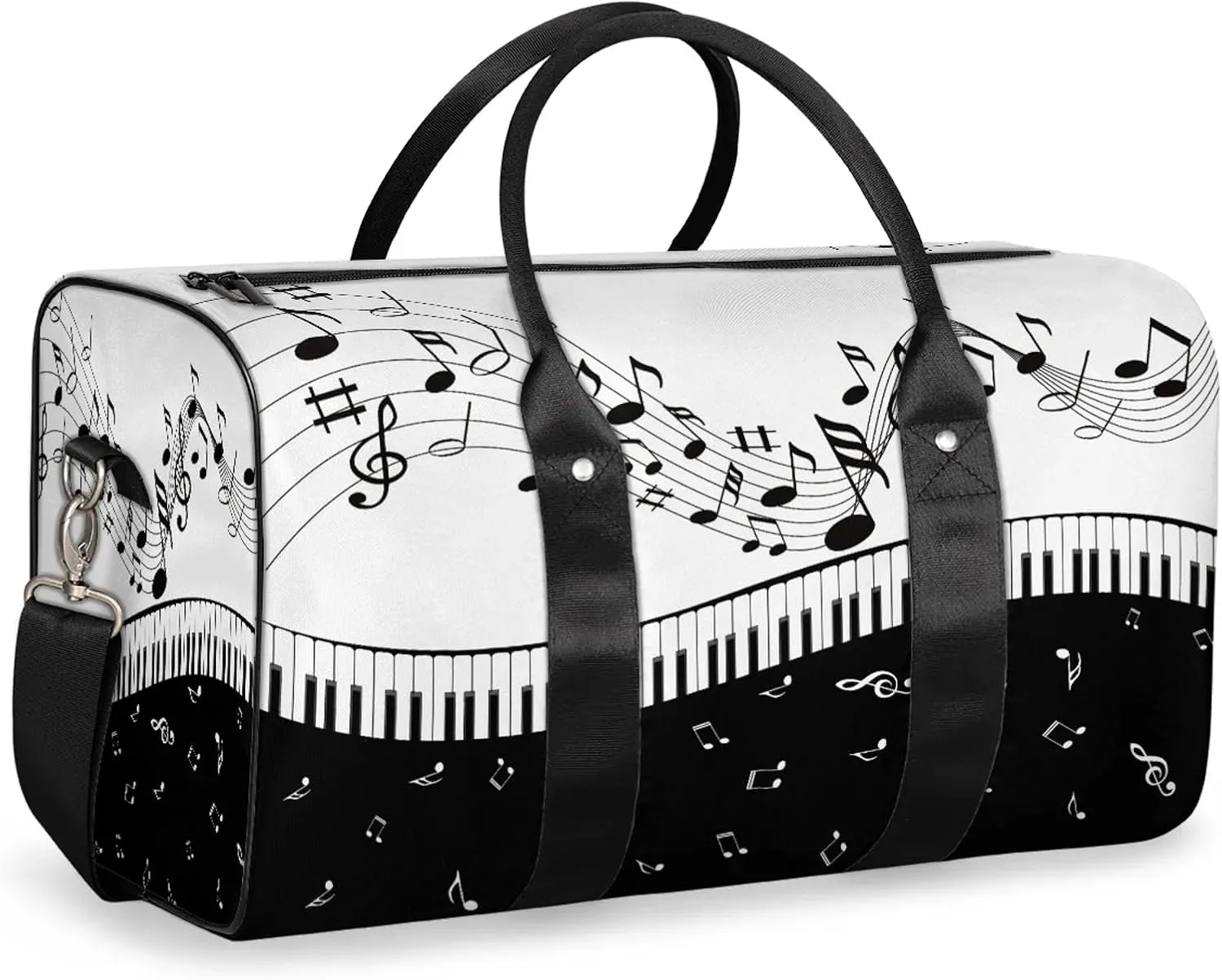 Musical Notes Piano Key Travel Duffle Bag for Women Men, Carry On Overnight Bag, Weekend Travel Duffel Tote Bags for Trips Sport Hospital