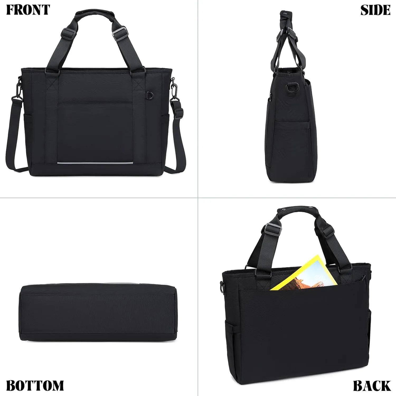 mygreen Laptop Tote Bag, Middle Size Computer Messenger Teacher Bag with 15.6 inch Padded Laptop Sleeve