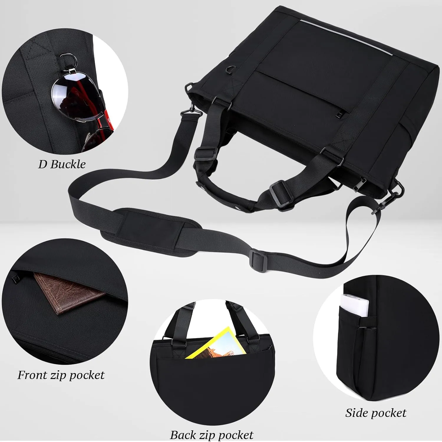 mygreen Laptop Tote Bag, Middle Size Computer Messenger Teacher Bag with 15.6 inch Padded Laptop Sleeve