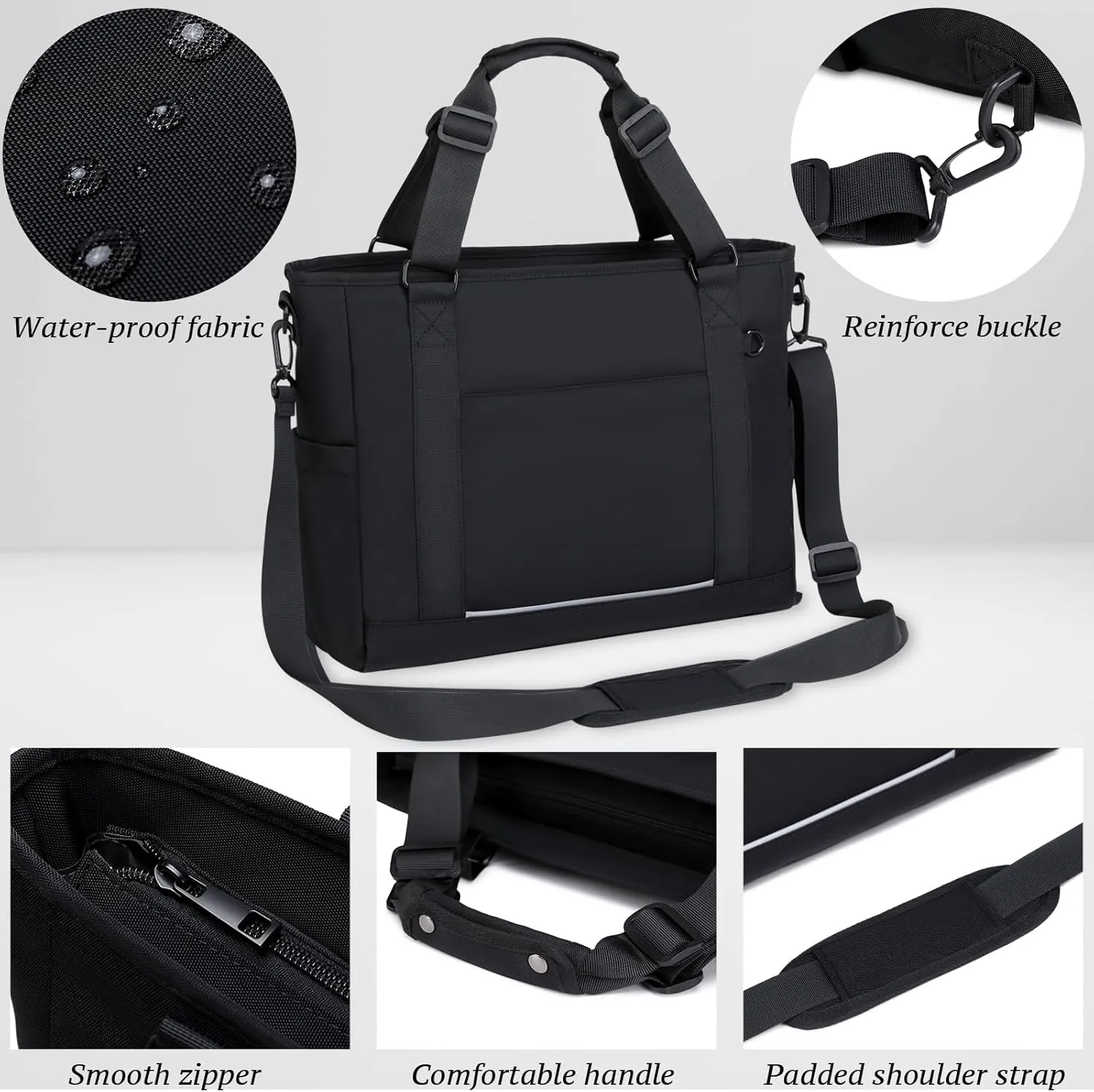 mygreen Laptop Tote Bag, Middle Size Computer Messenger Teacher Bag with 15.6 inch Padded Laptop Sleeve