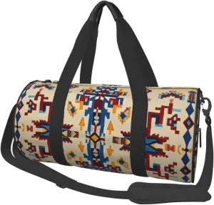 Native American Patterns Print Round Large Capacity Travel Luggage Bags,Men's and Women's Hand-Held Travel Clothing Bags