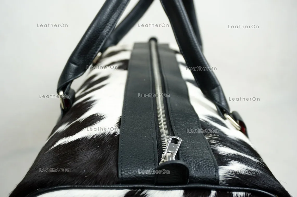 Natural Cowhide Duffel Bag Hair On Leather TRAVEL Bag Real Cow hide Luggage Bag Original Cow Skin Duffel Bag | DB31