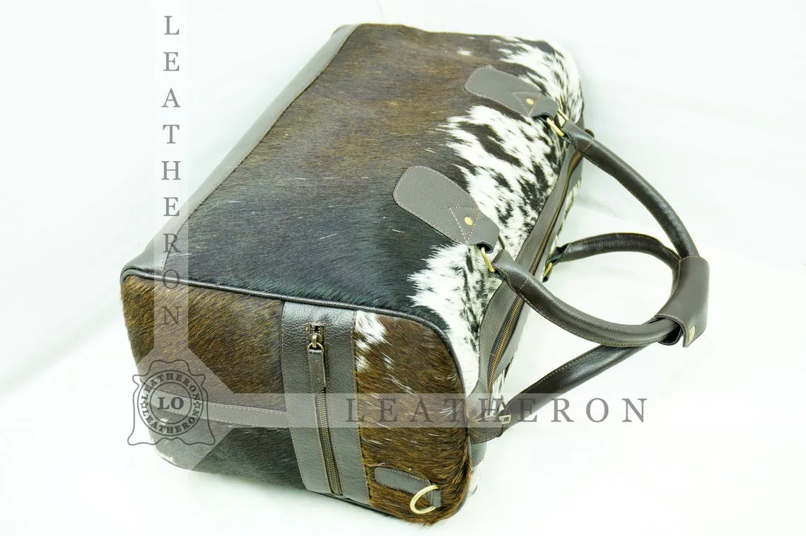 Natural COWHIDE Duffel Bag Hair On Leather TRAVEL Bag Real Cow hide Luggage Bag Original Cow Skin Duffel Bag | DB51