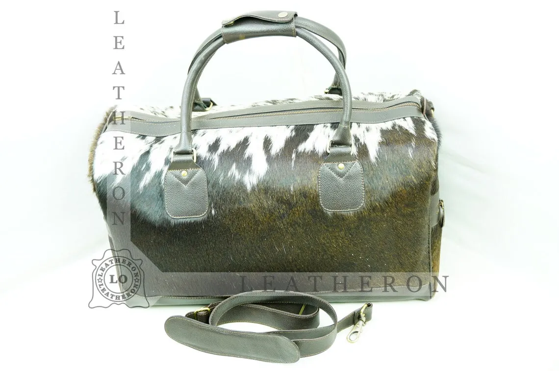 Natural COWHIDE Duffel Bag Hair On Leather TRAVEL Bag Real Cow hide Luggage Bag Original Cow Skin Duffel Bag | DB51