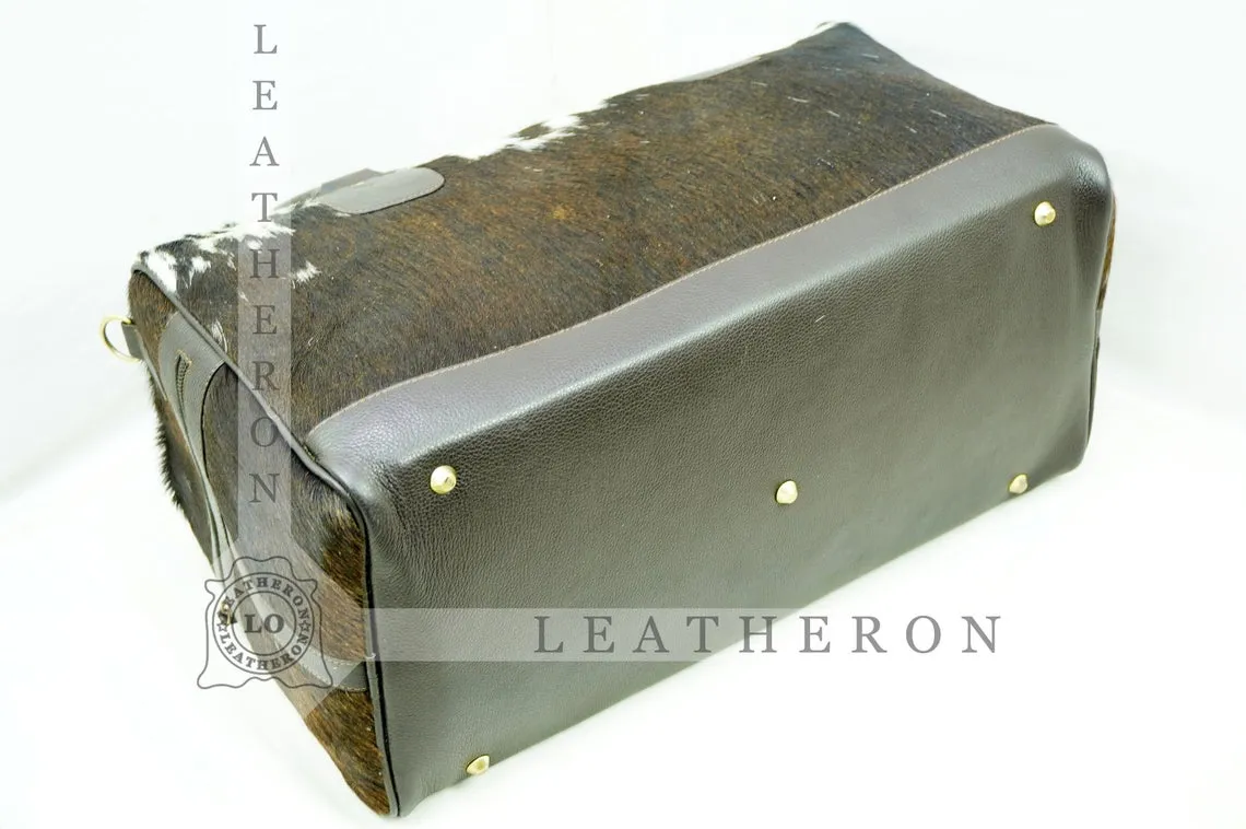 Natural COWHIDE Duffel Bag Hair On Leather TRAVEL Bag Real Cow hide Luggage Bag Original Cow Skin Duffel Bag | DB51