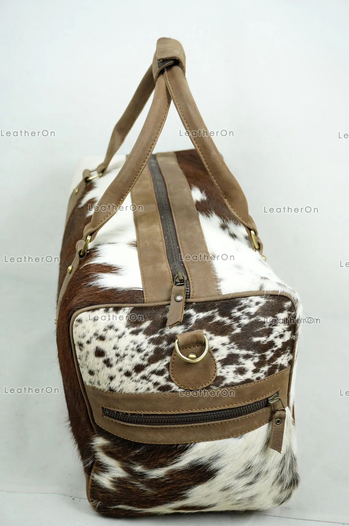 Natural Cowhide Duffel Bag Real Hair On Leather TRAVEL Bag Original Cow Skin Luggage Bag | DB65