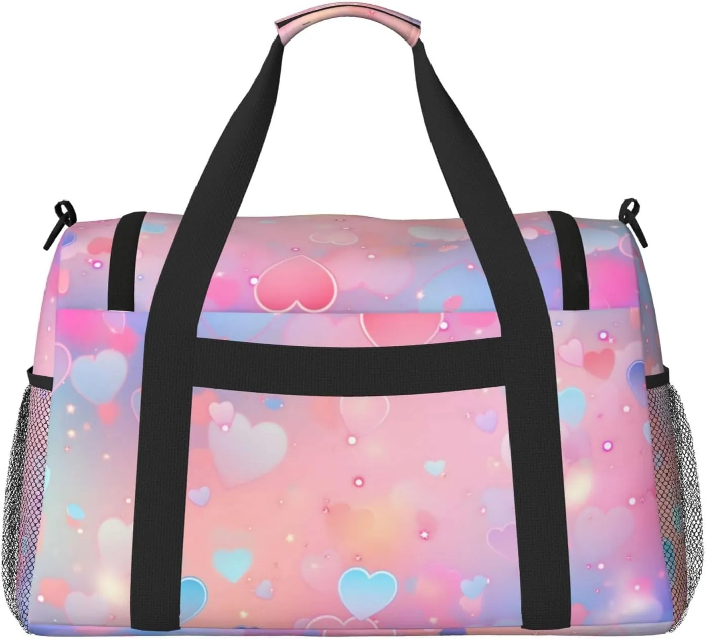 Neon Valentine's Duffle Bag Foldable Travel Tote Bag Carry On Large Weekender Overnight Bags Waterproof Gym Bag For Women Men