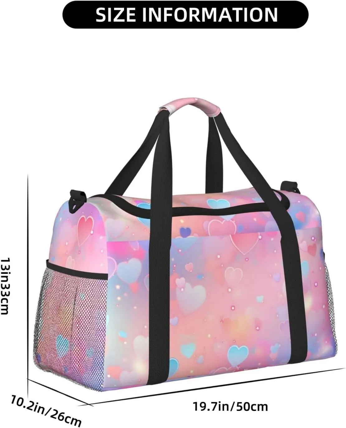 Neon Valentine's Duffle Bag Foldable Travel Tote Bag Carry On Large Weekender Overnight Bags Waterproof Gym Bag For Women Men