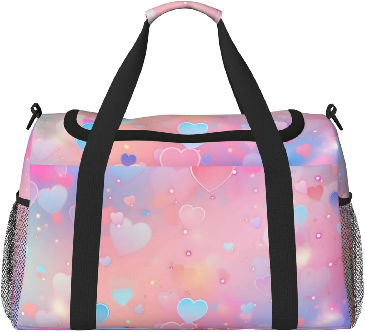 Neon Valentine's Duffle Bag Foldable Travel Tote Bag Carry On Large Weekender Overnight Bags Waterproof Gym Bag For Women Men