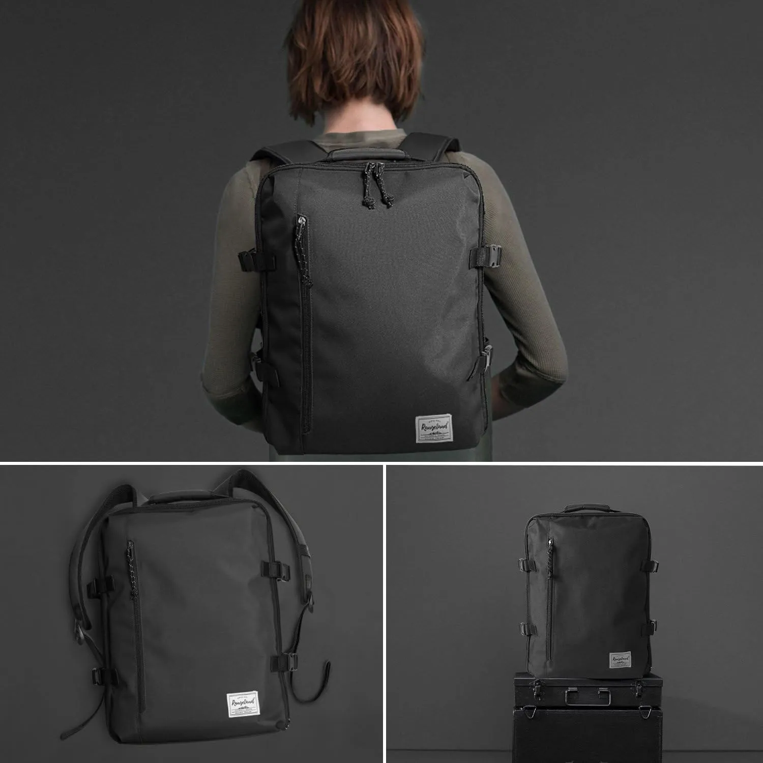 New Business Trip Backpack 21L Flight Approved Carry on Daypack 15-inch Laptop Notebook, Travel Commute Gym Sport, All Black