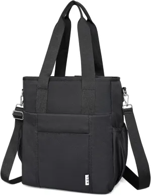 NOL Insulated Lunch Bag for Women, Large Spacious Lunch Tote Bag With Removable Adjustable Shoulder Strap with Multi Pockets,Leakproof Cooler Bag,Lightweight Nylon Waterproof Lunch Box For Work,Black