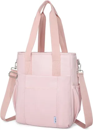 NOL Insulated Lunch Bag for Women, Large Spacious Lunch Tote Bag With Removable Adjustable Shoulder Strap with Multi Pockets,Leakproof Cooler Bag,Lightweight Nylon Waterproof Lunch Box For Work,Pink
